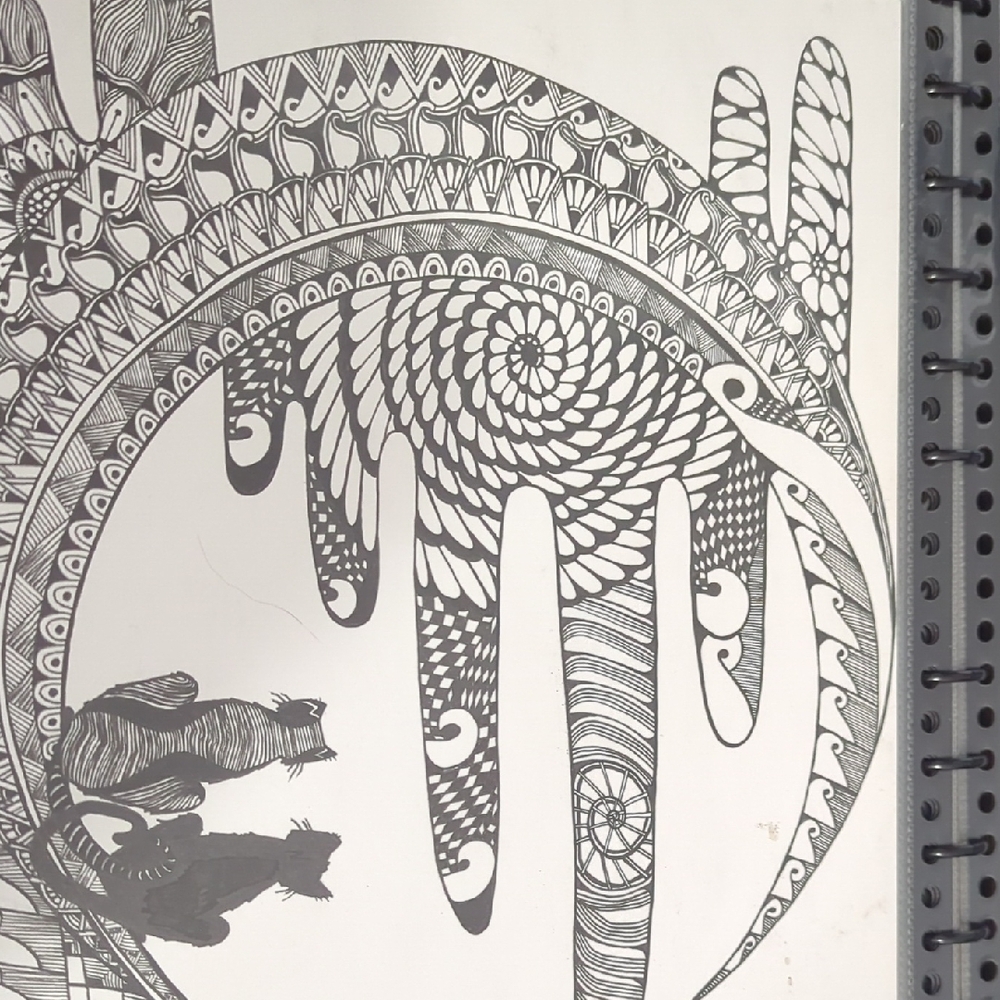 Black and White Spiral Illustration Art Drawing